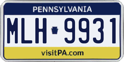 PA license plate MLH9931