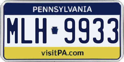 PA license plate MLH9933