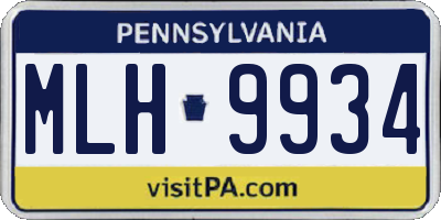PA license plate MLH9934