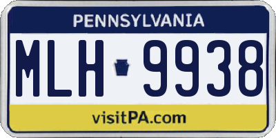 PA license plate MLH9938