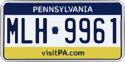 PA license plate MLH9961
