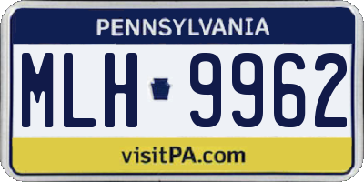 PA license plate MLH9962