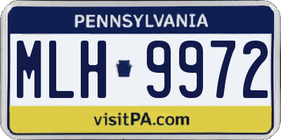 PA license plate MLH9972