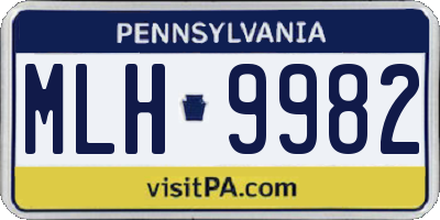 PA license plate MLH9982