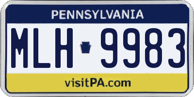 PA license plate MLH9983