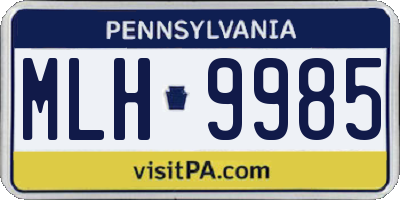 PA license plate MLH9985