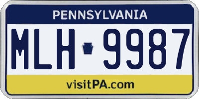 PA license plate MLH9987