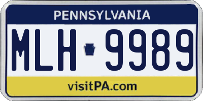 PA license plate MLH9989