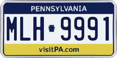 PA license plate MLH9991
