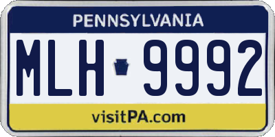 PA license plate MLH9992