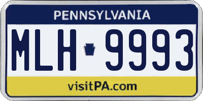 PA license plate MLH9993