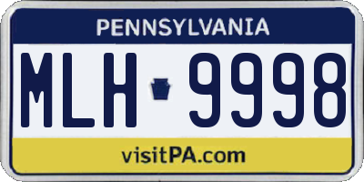PA license plate MLH9998