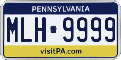 PA license plate MLH9999