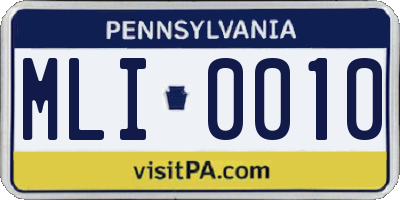 PA license plate MLI0010