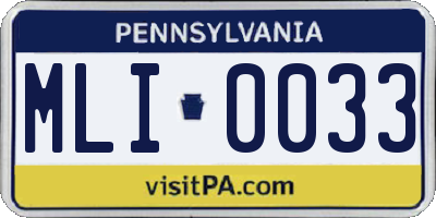 PA license plate MLI0033