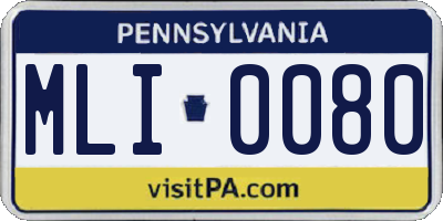 PA license plate MLI0080