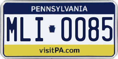 PA license plate MLI0085