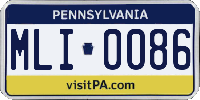 PA license plate MLI0086