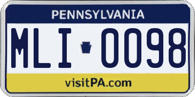 PA license plate MLI0098