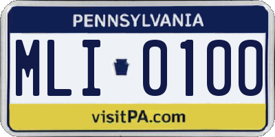 PA license plate MLI0100