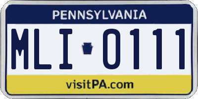 PA license plate MLI0111