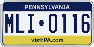 PA license plate MLI0116