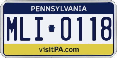 PA license plate MLI0118