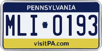 PA license plate MLI0193