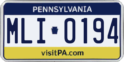 PA license plate MLI0194