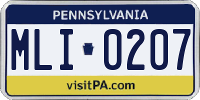 PA license plate MLI0207