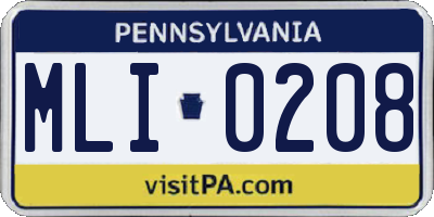 PA license plate MLI0208