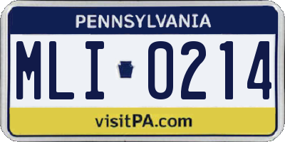 PA license plate MLI0214