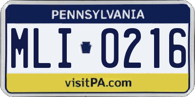 PA license plate MLI0216