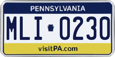 PA license plate MLI0230