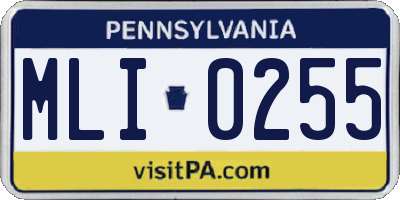 PA license plate MLI0255