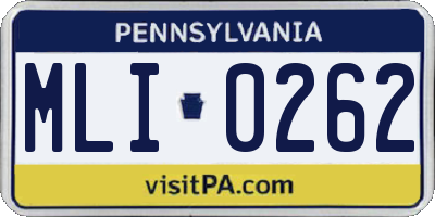 PA license plate MLI0262