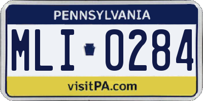 PA license plate MLI0284