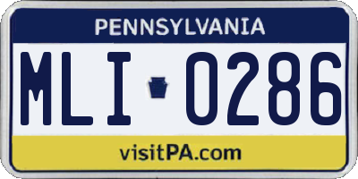 PA license plate MLI0286