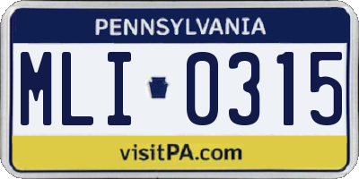 PA license plate MLI0315