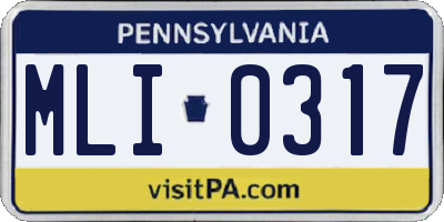 PA license plate MLI0317