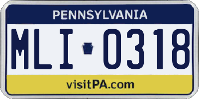 PA license plate MLI0318