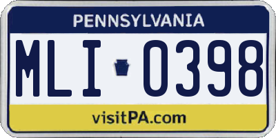 PA license plate MLI0398