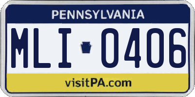 PA license plate MLI0406