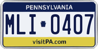 PA license plate MLI0407