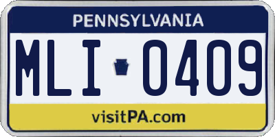 PA license plate MLI0409
