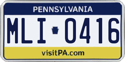 PA license plate MLI0416