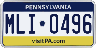 PA license plate MLI0496
