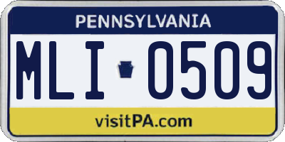 PA license plate MLI0509
