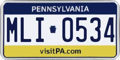 PA license plate MLI0534