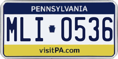 PA license plate MLI0536